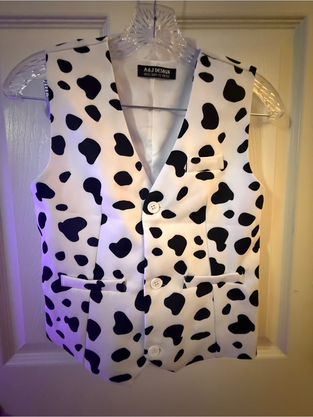 A & J Design Kids Black & White Cow Print Vest